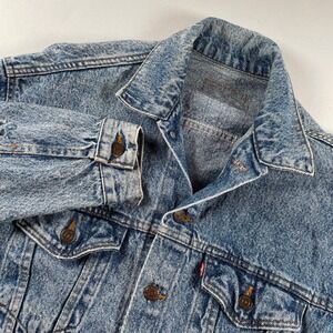 Vintage Levi's Denim Jacket‎ Distressed Trucker Mens Stonewash Blue Distressed